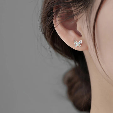 Silver Colour Fashion Crystal Stud Earrings