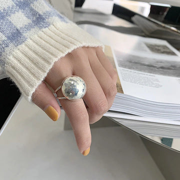 Silver Colour Large Ball Smooth Ring