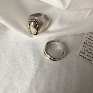 Silver Colour Oval Shaped Thai Silver Ring