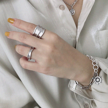 Simple Brushed Width Geometric Vintage Ring