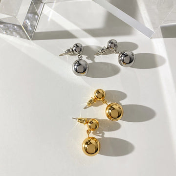 Simple Smooth Round Ball Pendant Earrings