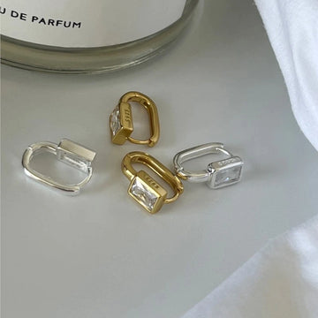 Square Zircon U-Shaped Hoop Earrings
