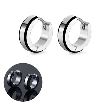 Vintage Black Stripe Hoop Earrings