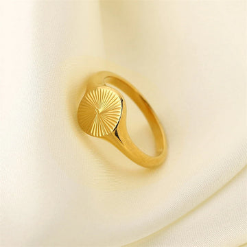 Stainless Steel Wave Dainty Rays Texture Ring