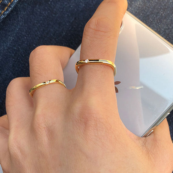 Stainless Steel Zircon Geometric Thin Square Ring