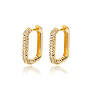 Zirconia Square Hoops Earrings