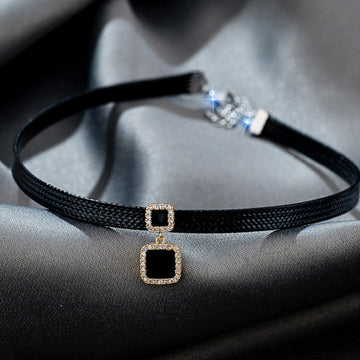 Elegant Onyx Zirconia Choker Necklace