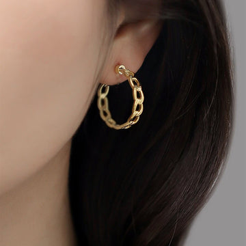 18K Gold Stainless Steel Chain Hoop Earrings