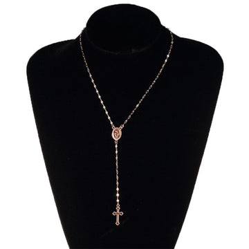 Vintage Christian Cross Rosary Pendant Necklace