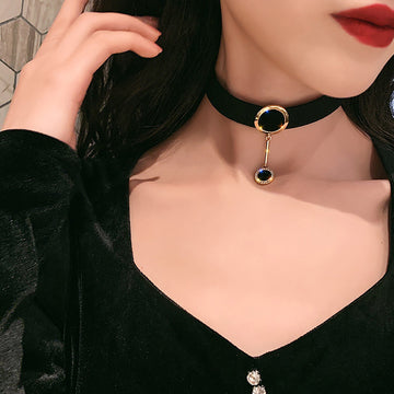 Black Exaggerated Flannel Choker Necklace