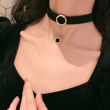 Black Exaggerated Flannel Choker Necklace