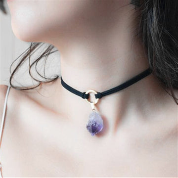 Irregular Purple Crystal Choker Necklace