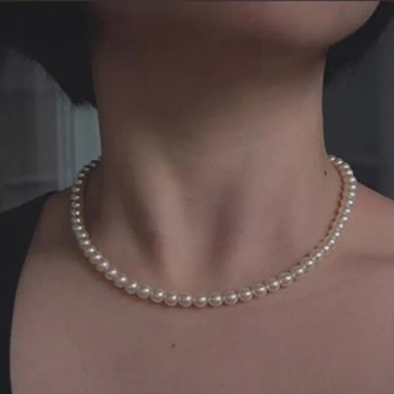 Vintage Style Pearl Chain Choker Necklace