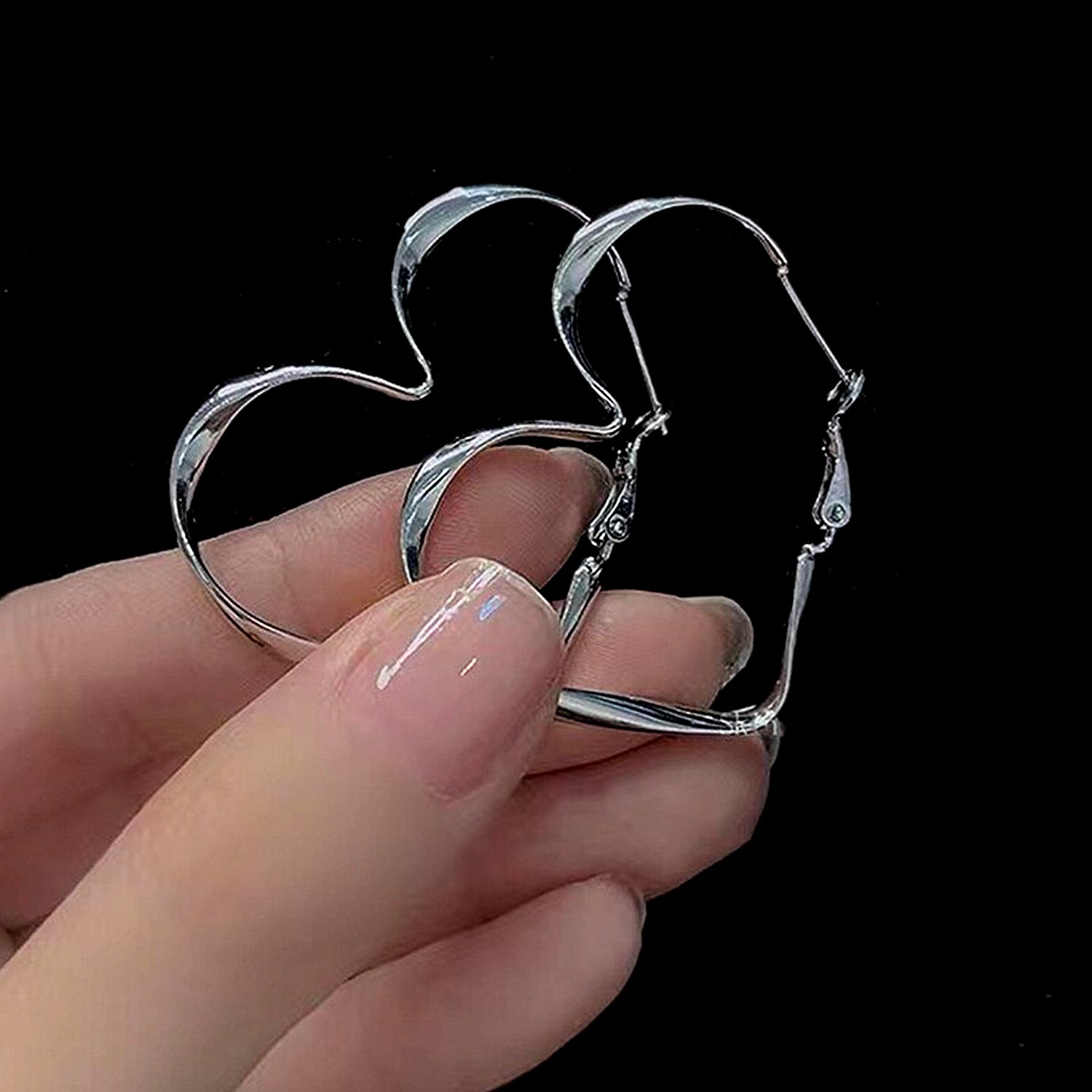 Heart Stainless Steel Hoop Earrings