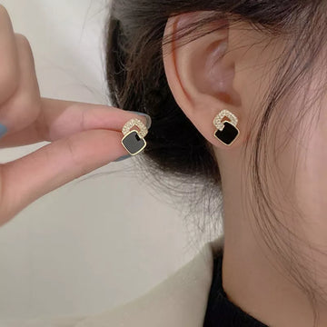Exquisite Black Zircon Stud Earring