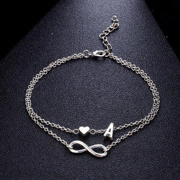 Infinity Charm Initial Chain Anklets