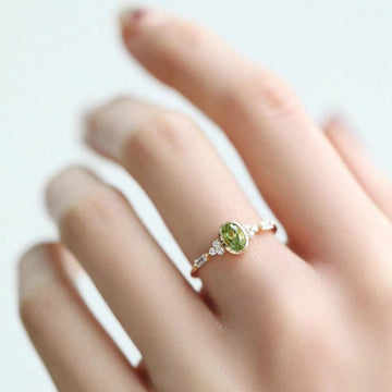 Cool Refreshing Olive Green Gem Ring