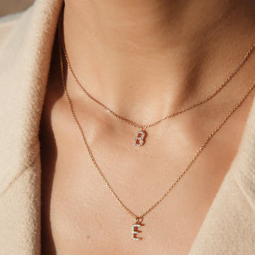 Tiny Stainless Steel A-Z Initial CZ Necklaces