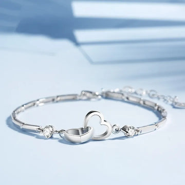 925 Sterling Silver Heart Charm Bangles