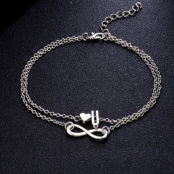 Infinity Charm Initial Chain Anklets