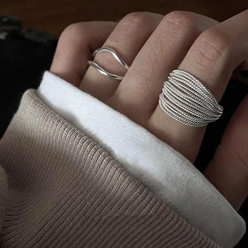 925 Sterling Silver Unique Lines Cocktail Rings
