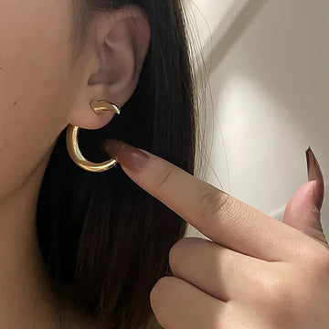 Double Crescent Front Back Moon Horn Earrings