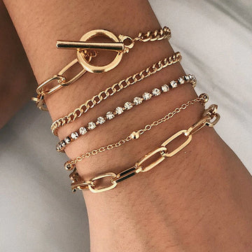Crystal Fashion Chain Bracelets Set