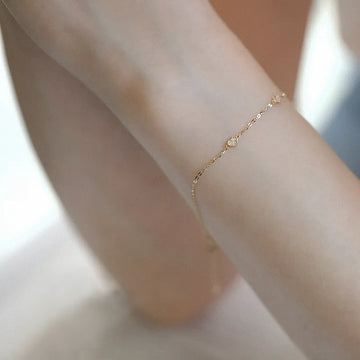 14K Gold Crystal Heart Bracelet