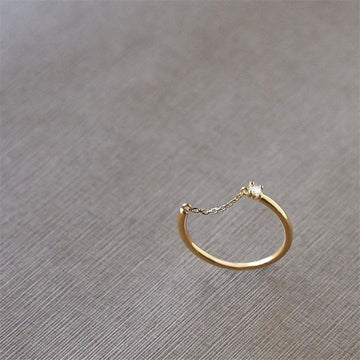 14K Gold Mini Zircon Chain Ring
