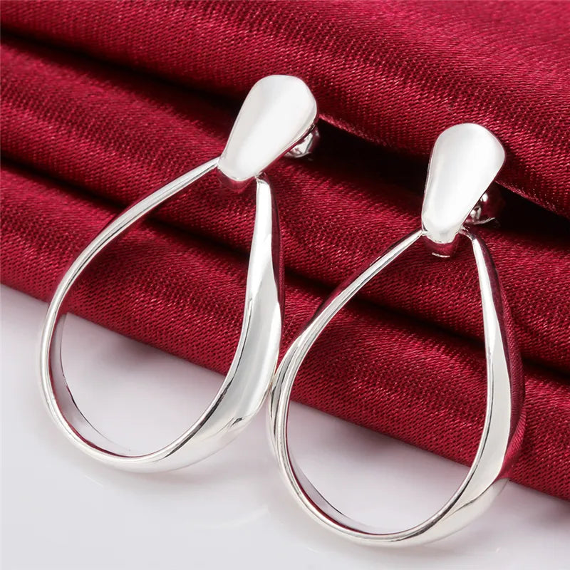 925 Sterling Silver Classic Semi Hoop Earrings