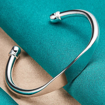 925 Sterling Silver Double Bead Cuff Bangle