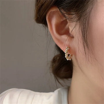 925 Sterling Silver Pearl Twist Hoop Earrings