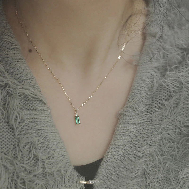 European Green Crystal Pendant Necklace