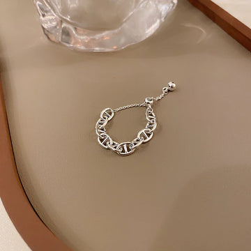 925 Sterling Silver Tassel Chain Adjustable Ring