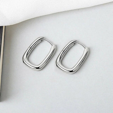 925 Sterling Silver Geometric Ellipse Earrings