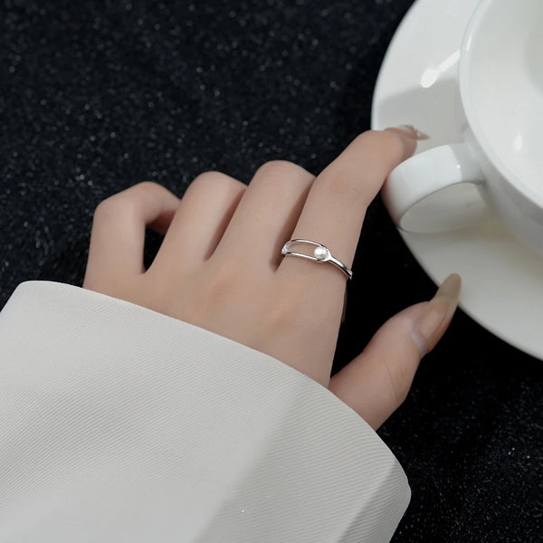 925 Sterling Silver Shell Bead Pearl Ring