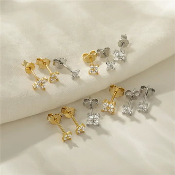 925 Sterling Silver Crystal Flower Stud Earrings
