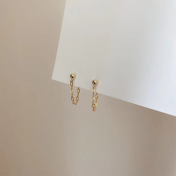 14k Gold Cuban Link Chain Stud Earrings