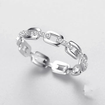 925 Sterling Silver Zircon Chain Rings