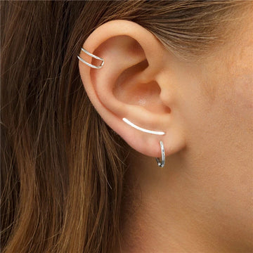 925 Sterling Silver Ear Climber Stud Earrings