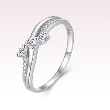 925 Sterling Silver Sparkling Zircon Wave Ring