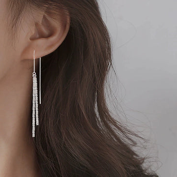 925 Sterling Silver Multi-Function Tassel Earrings
