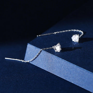 Short Tassel Diamond Stud Drop Earrings