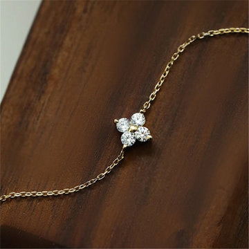 925 Sterling Silver Zircon Flower Bracelet
