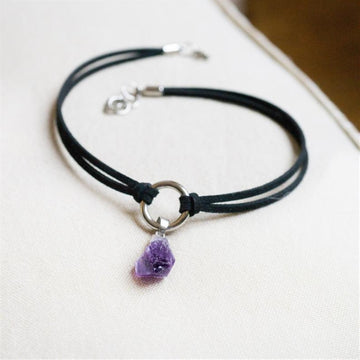 Irregular Purple Crystal Choker Necklace