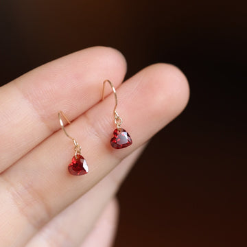 Red Crystal Heart Drop Pendant Earring