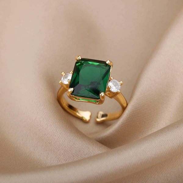 Big green stone ring deals