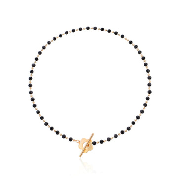 Black Crystal Glass Bead Chain Choker Necklace