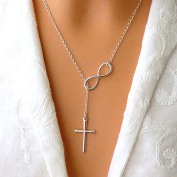 Classic Infinity Tassel Cross Pendant Necklace