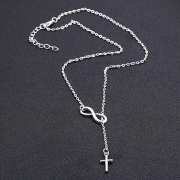 Classic Infinity Tassel Cross Pendant Necklace